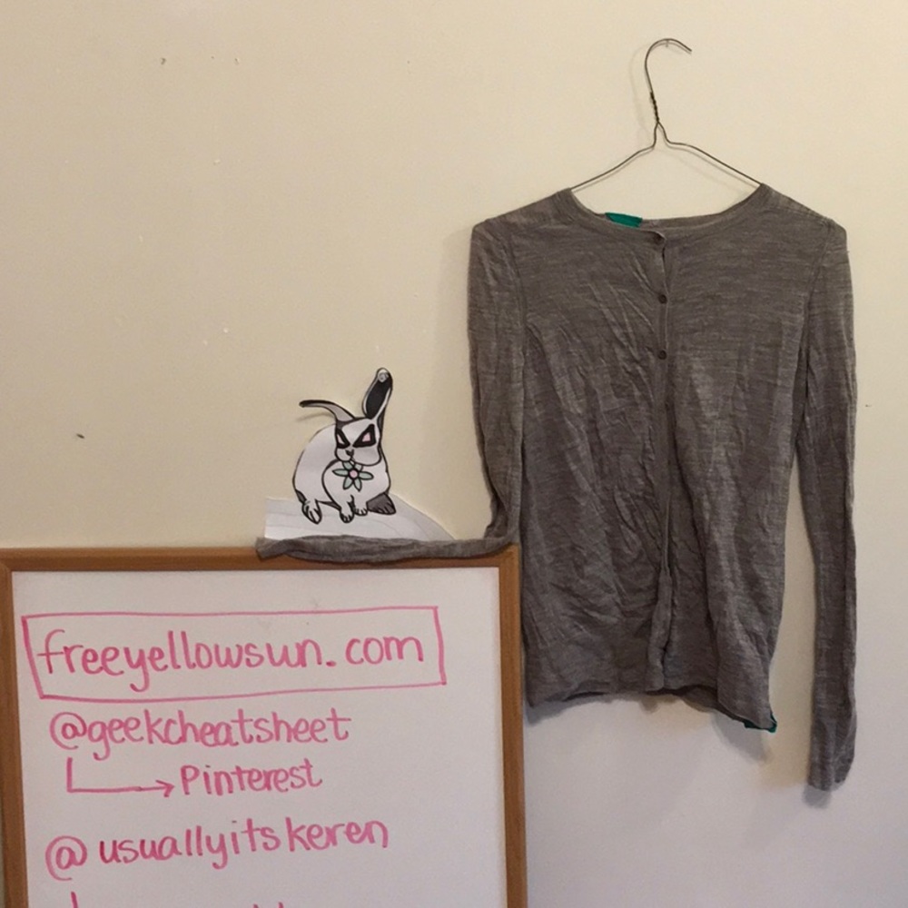 Grey gray recycled Gap sweater with upcycled green